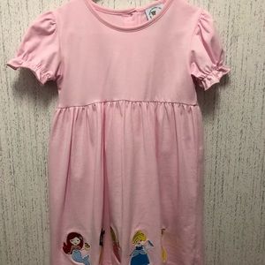 Smock Monkey Disney Princess Appliqué Girl Dress 4